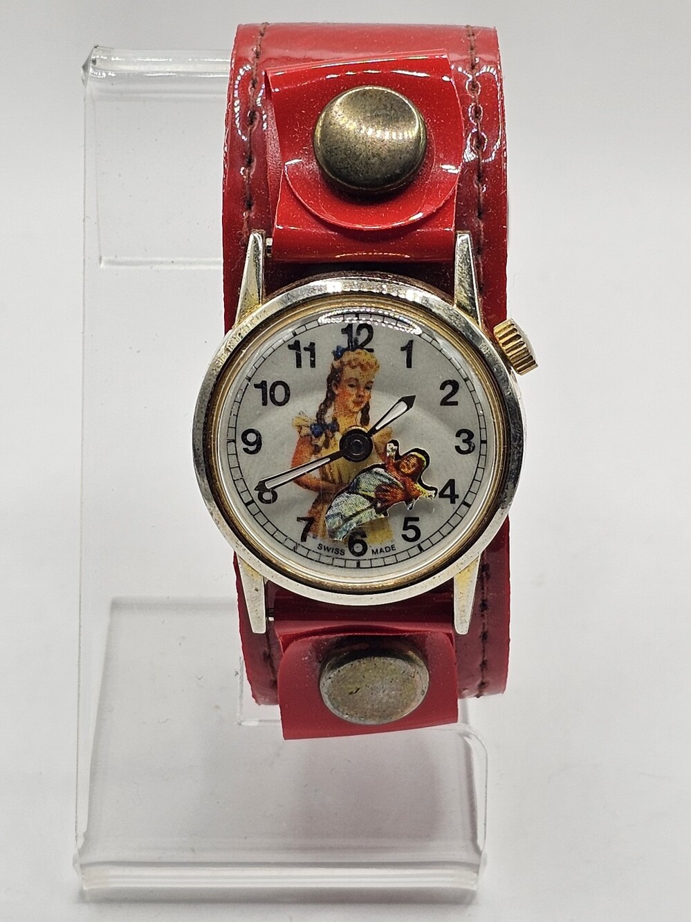 1970s Vintage Agon Chromatic Girl Rocking a Babydoll Animated Wristwatch
